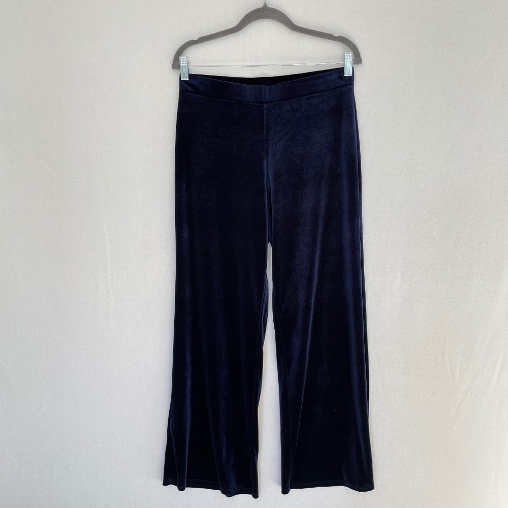 JUDE CONNALLY Women’s Medium Blue Velvet Wide Leg Pants Shimmer